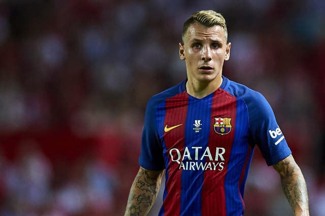 Lucas Digne was back in action for Barcelona 72 hours after the attack