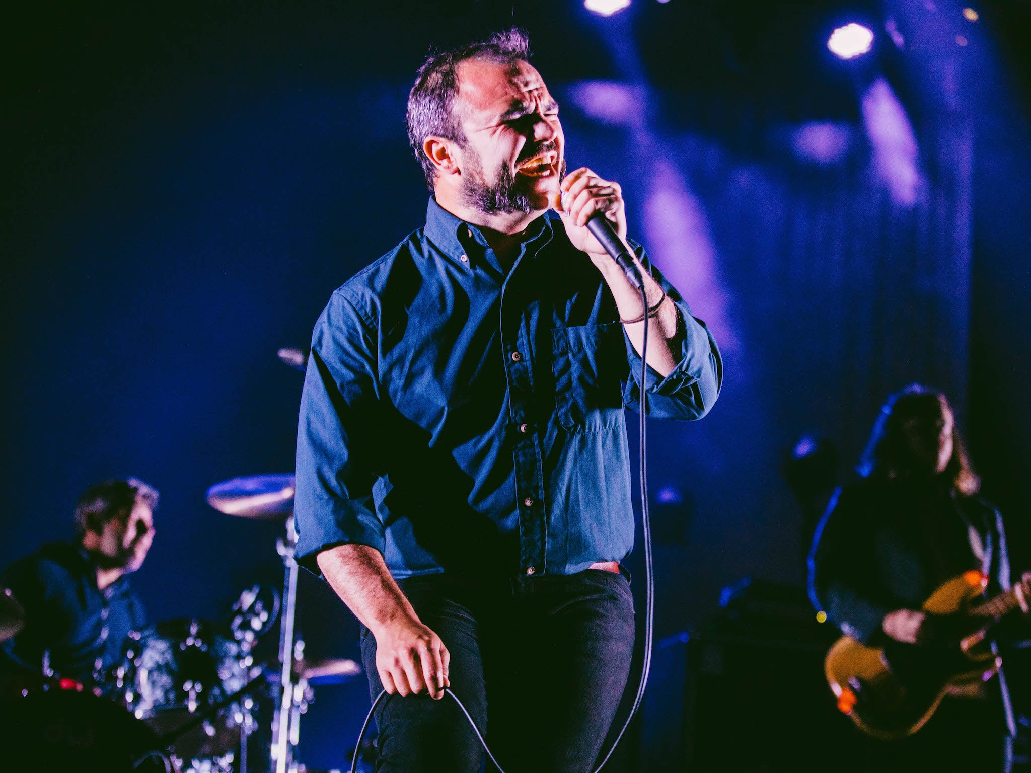 Future Islands wows the crowd on the Mountain Stage on the Friday night at Green Man festival 2017