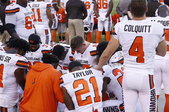A dozen Browns players took part in the protest on Monday night