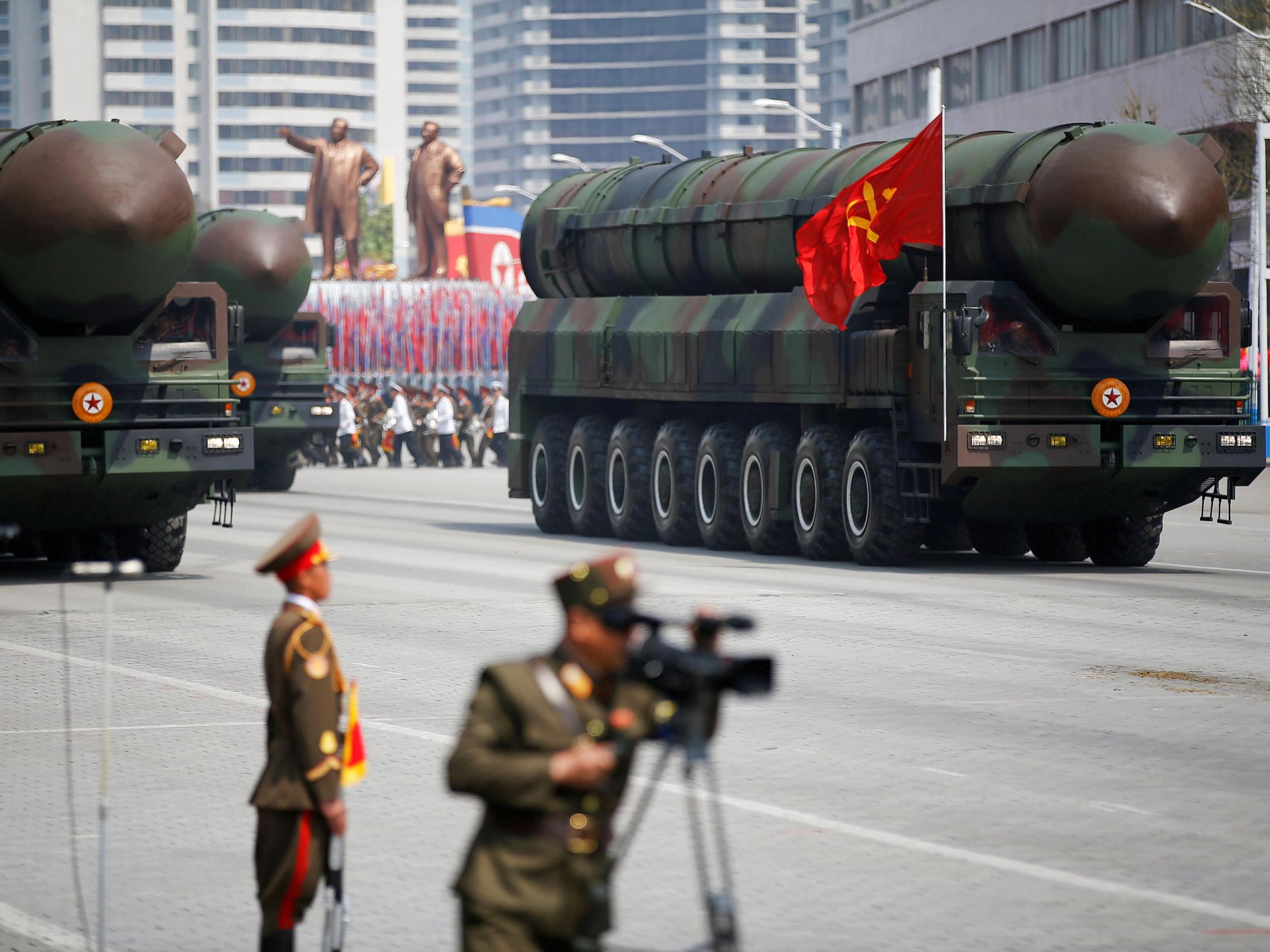 Intercontinental ballistic missiles on parade in Pyongyang