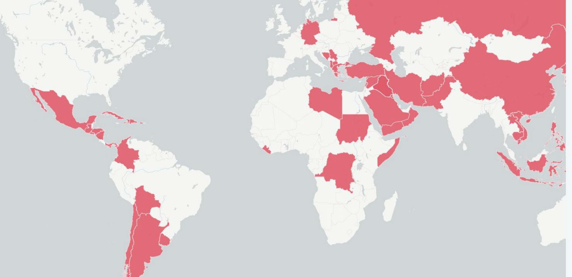 These are all the countries the USA has invaded, in one map Us-interventions-0
