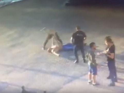 Alleged footage of the fight apparently shows Drachev on the ground with the suspect leaning over him and hitting him