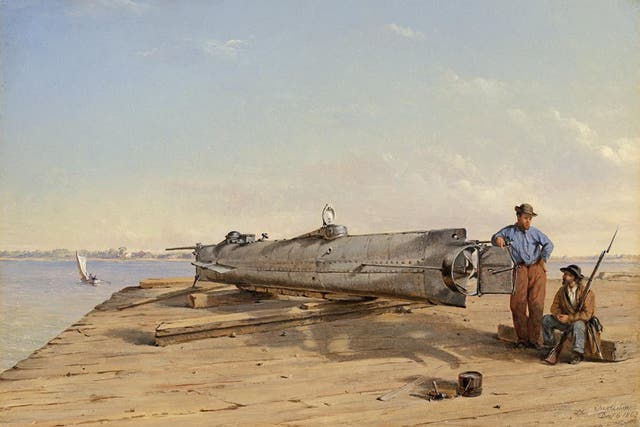 A painting of the H L Hunley by Conrad Wise Chapman