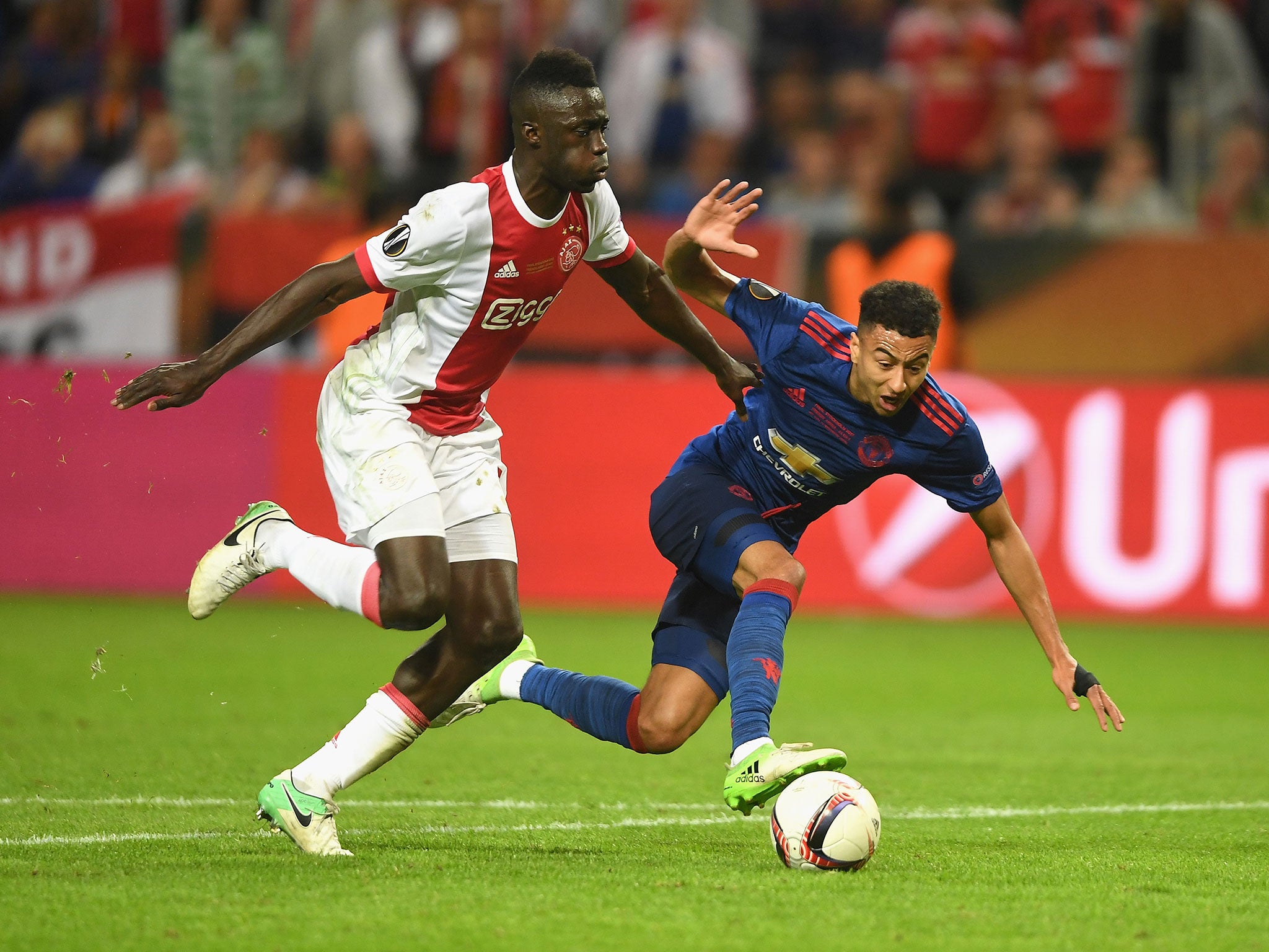 Sanchez in action for Ajax during the Europa League final last season