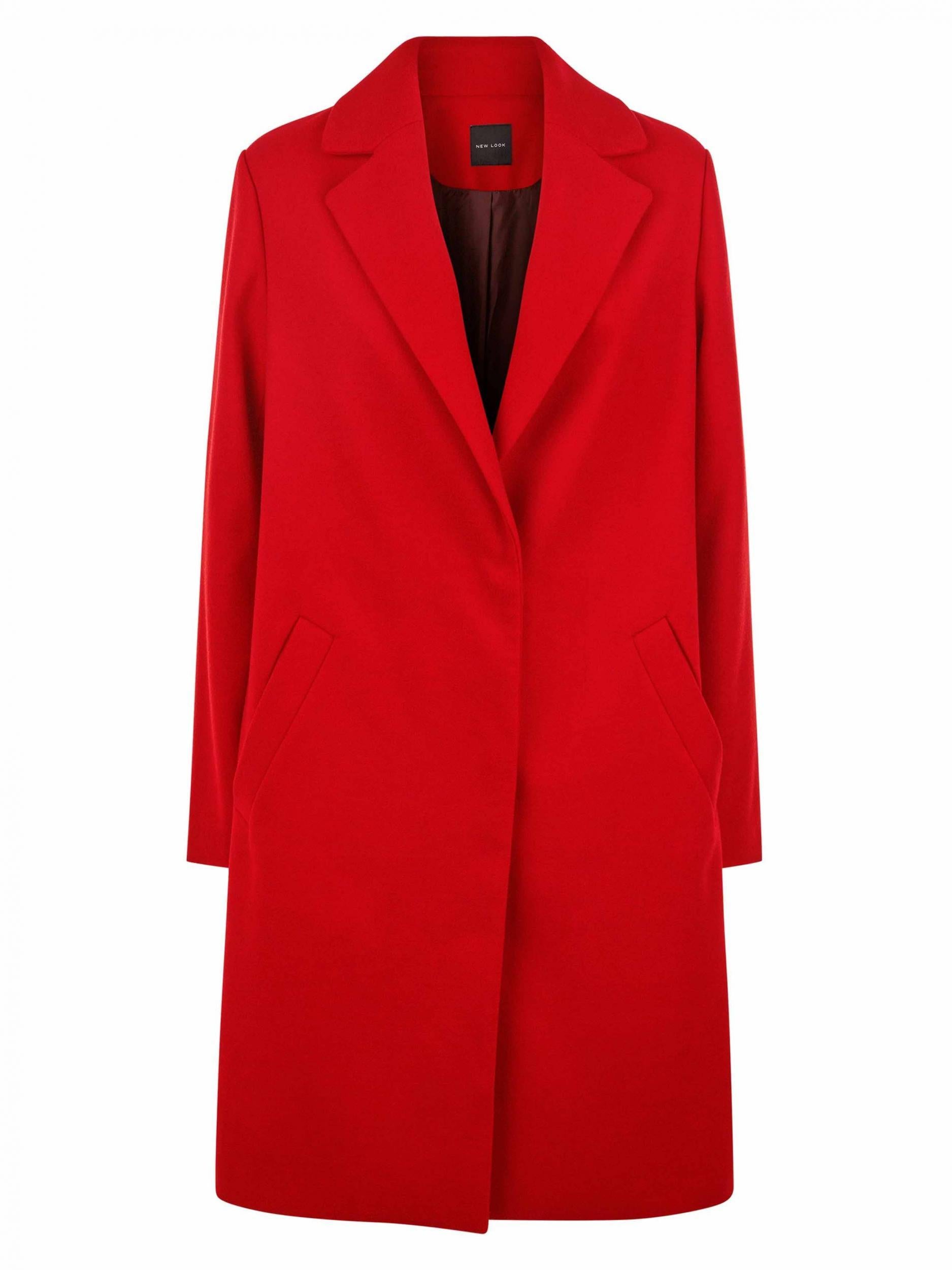 Red Longline Collared Coat, £34.99, New Look