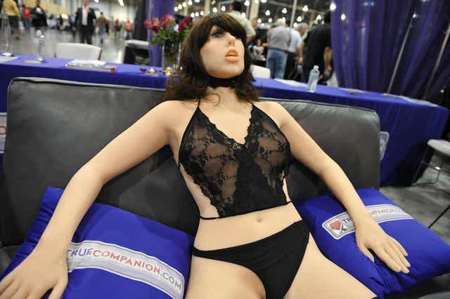 An earlier version of the True Companion sex robot, Roxxxy, on display at the TrueCompanion.com booth at the 2010 AVN Adult Entertainment Expo in Las Vegas