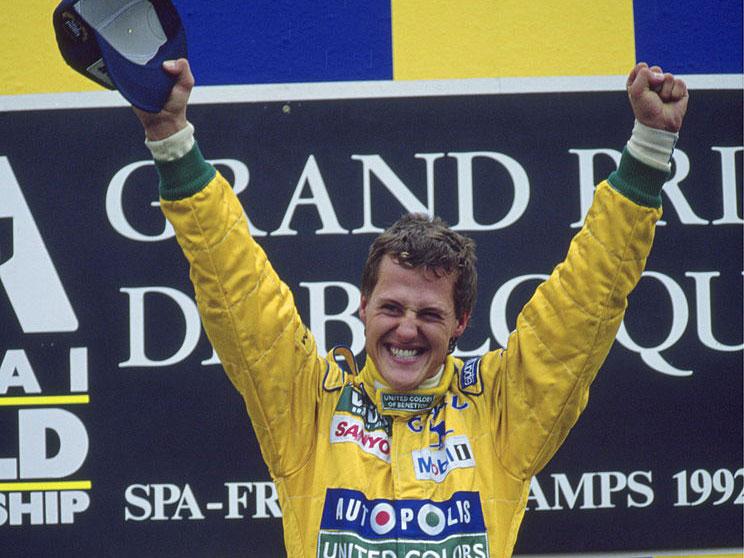 Michael Schumacher won the first of his record 91 Grand Prixs in Spa in 1992