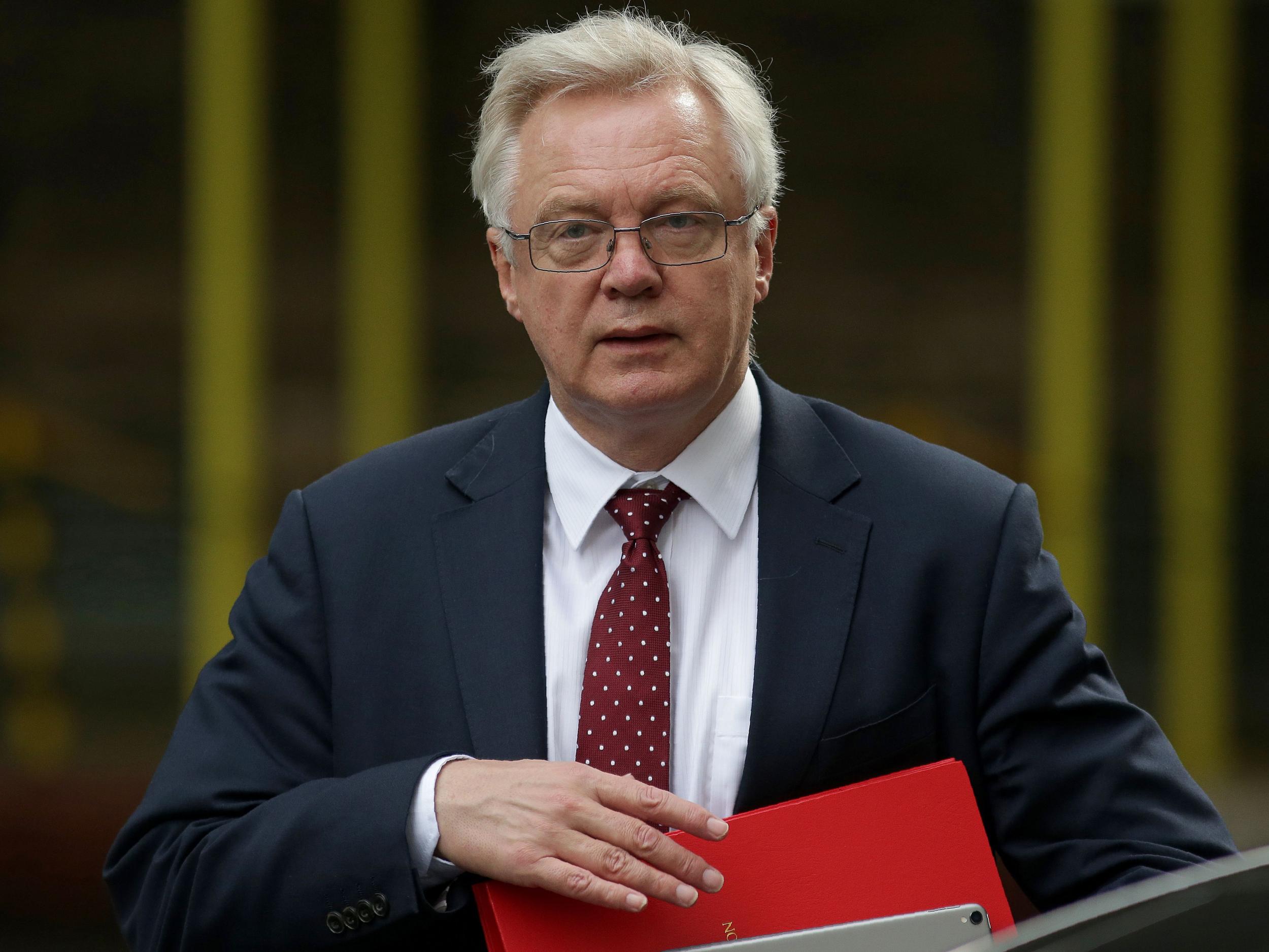 Brexit Secretary in Davis Davis stayed in London on Monday because of parliamentary business