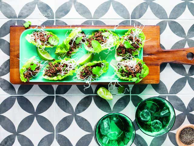 Down in one: these salad bites can be made with beef, chicken or mushrooms for veggies