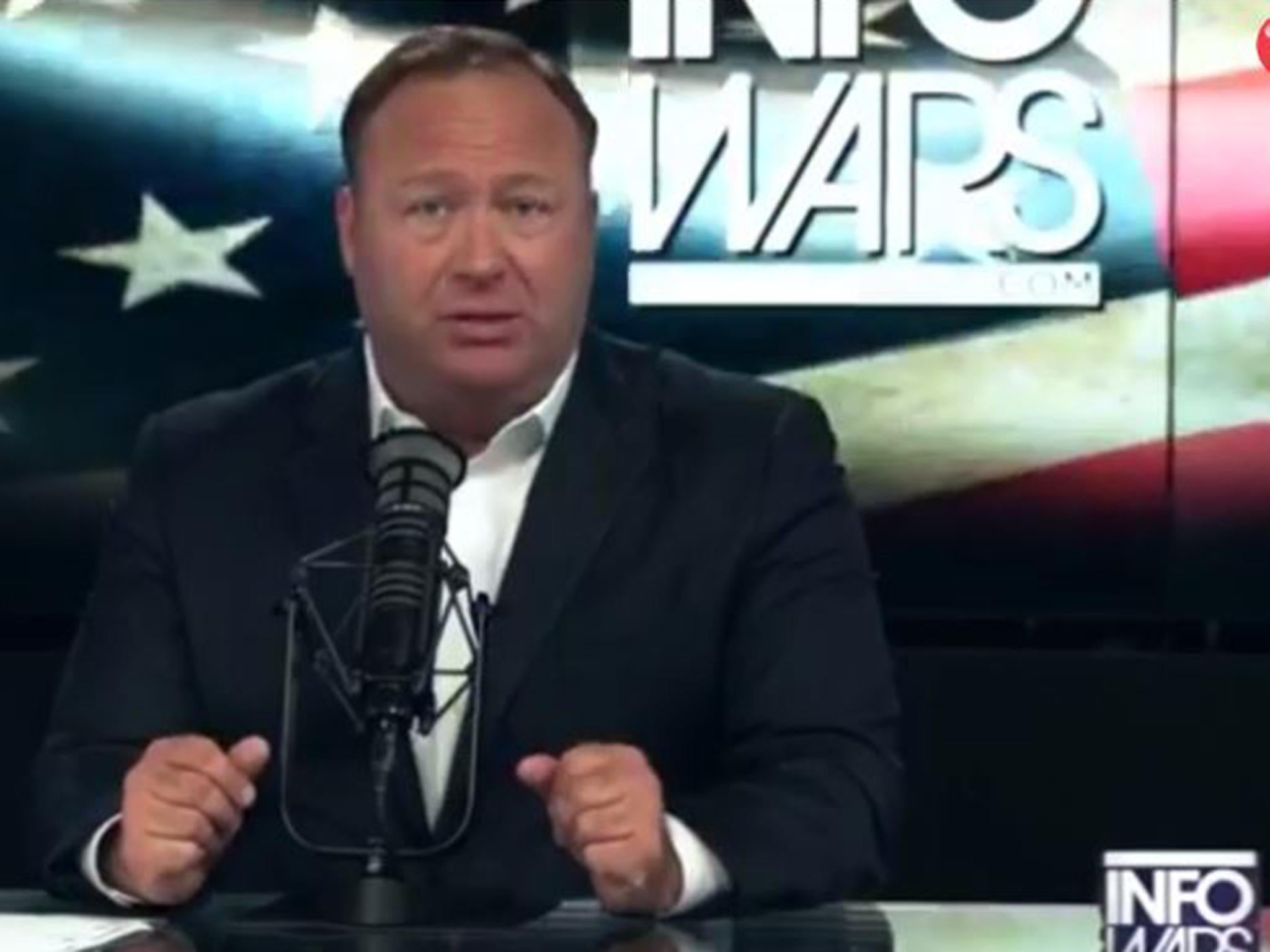 The video posted by Alex Jones' site was removed by YouTube for breaching its policies on bullying and harassment