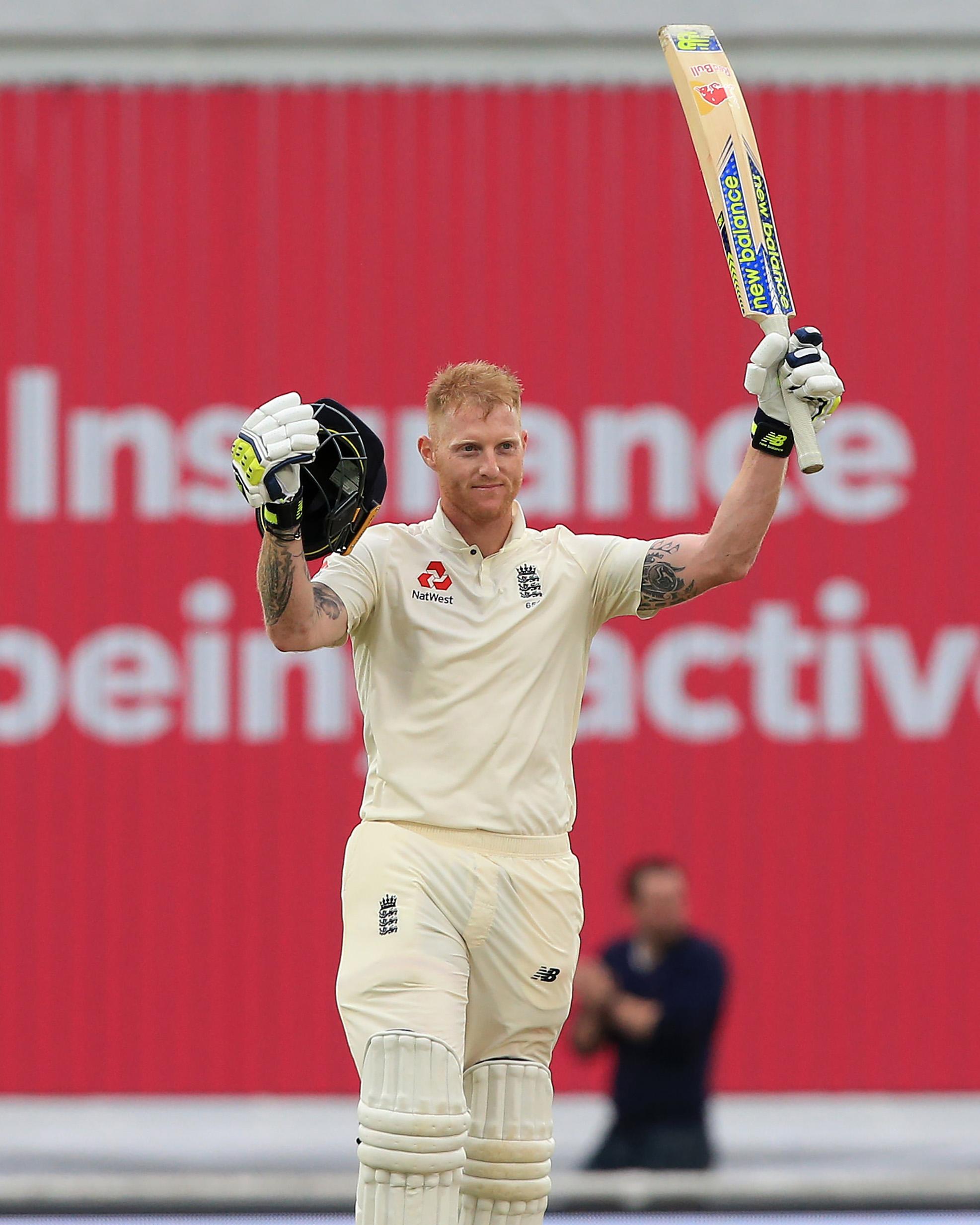 
Ben Stokes celebrates reaching his century 