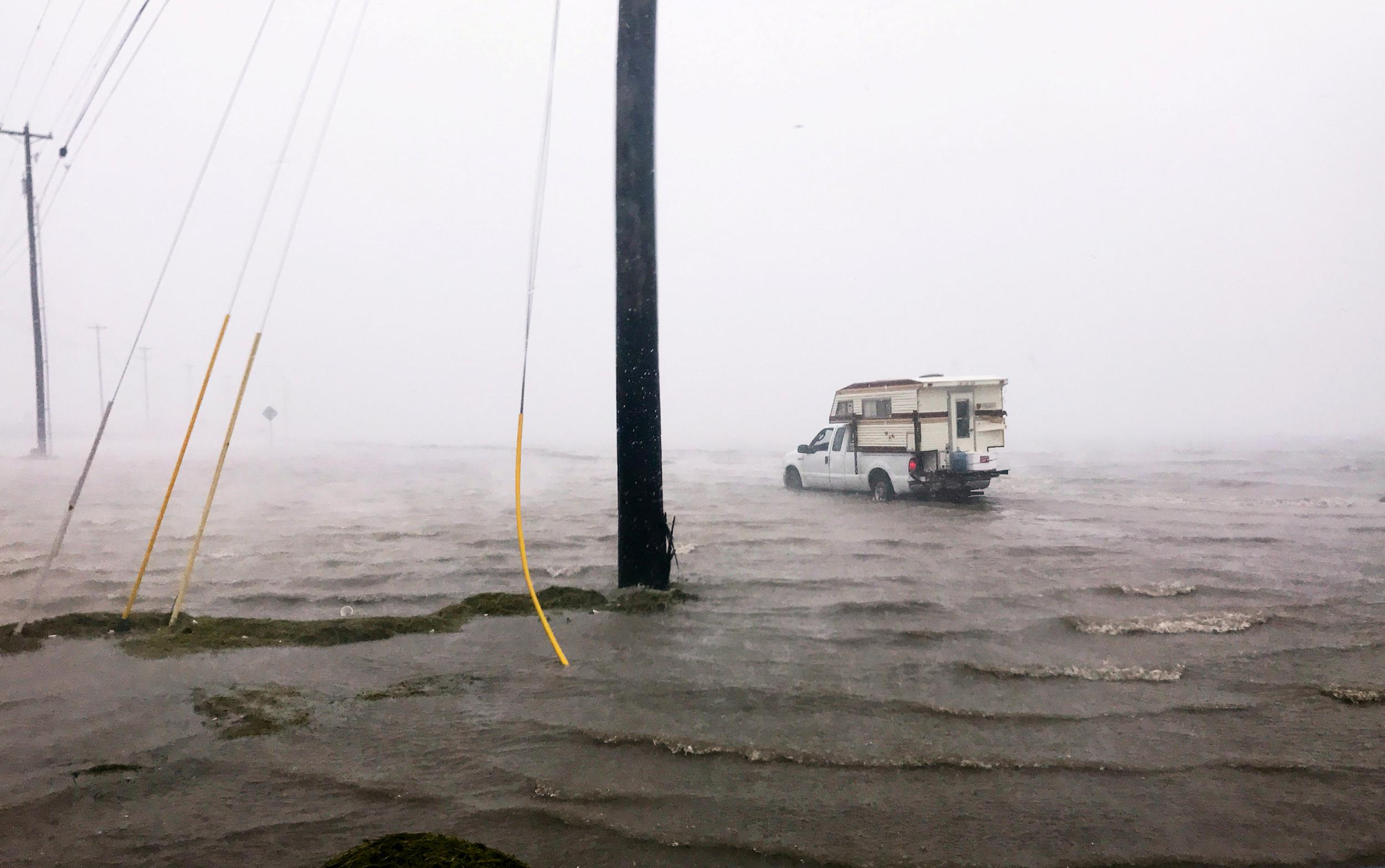 CraigUggen, 57, drives through waters as Hurricane Harvey comes ashore in Corpus Christi