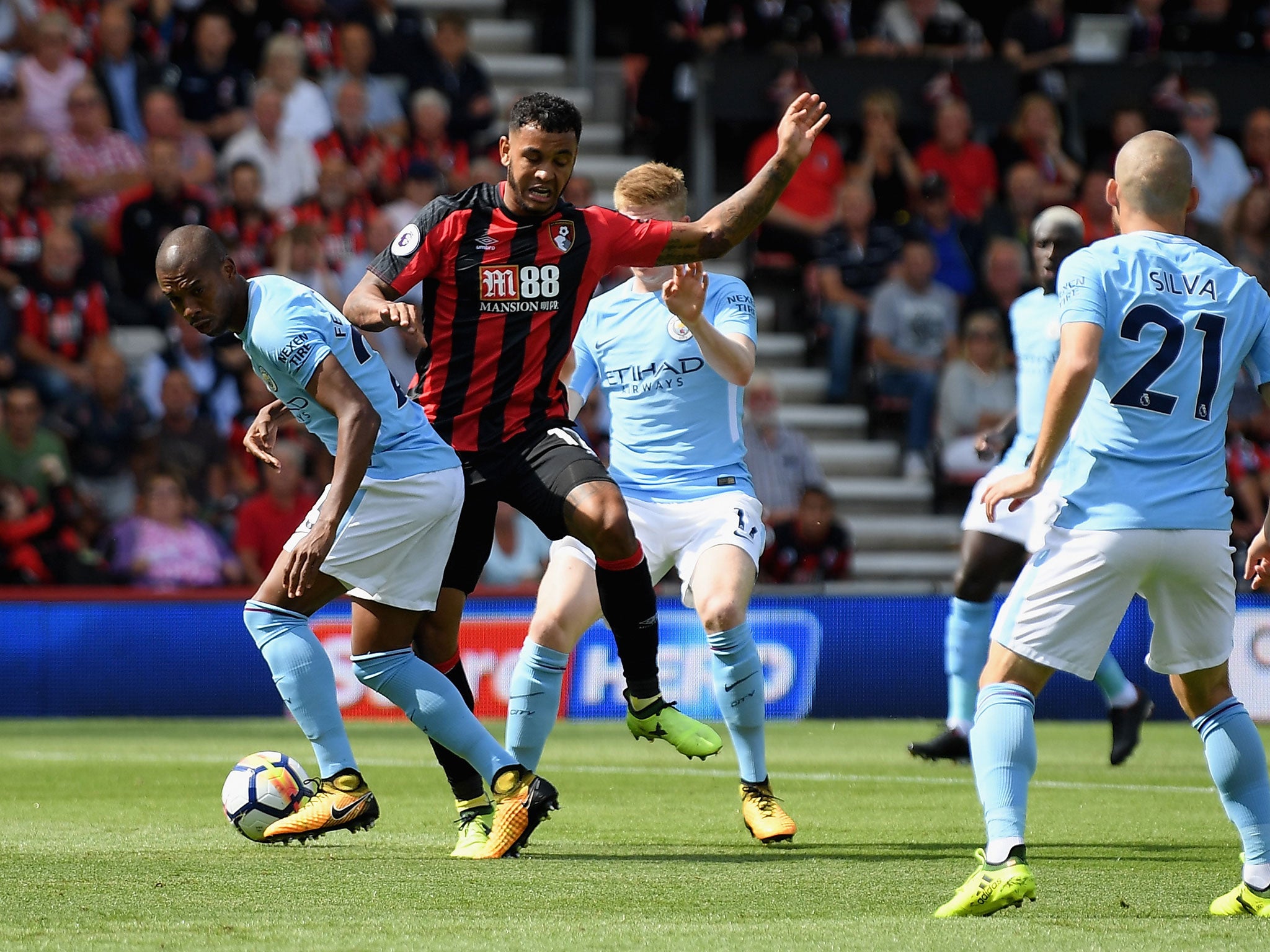 Joshua King in the mix during the first half