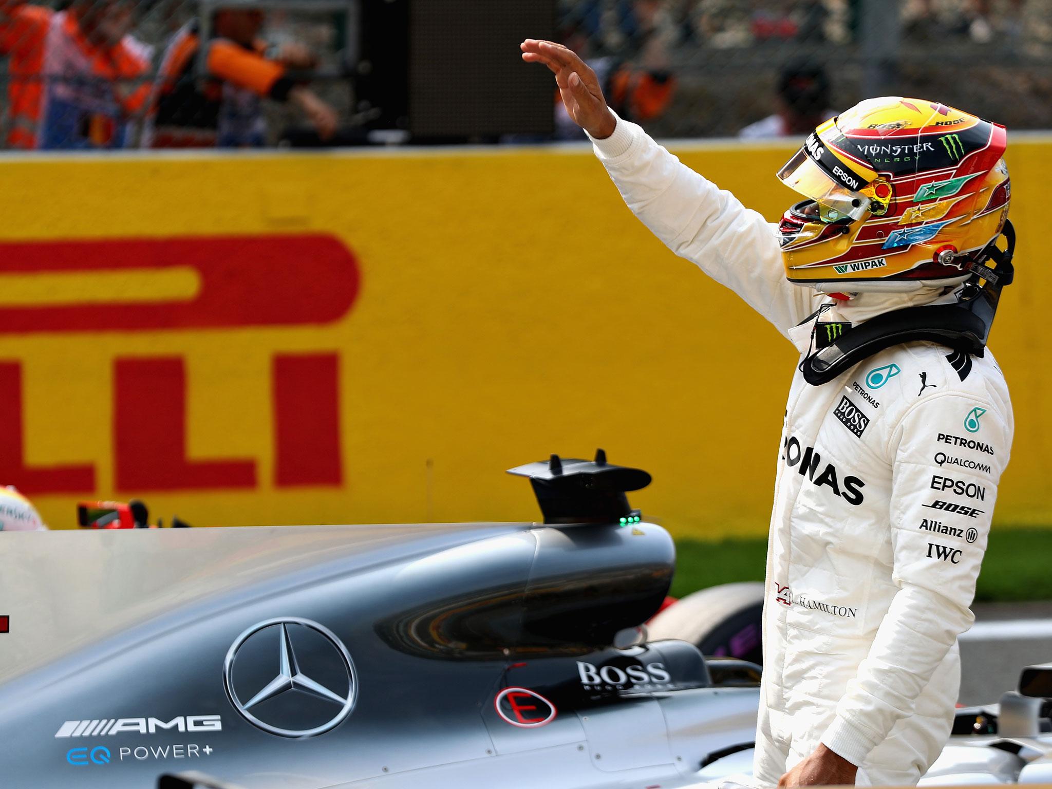 &#13;
Hamilton took the 68th pole of his glittering career to move level with Schumacher &#13;