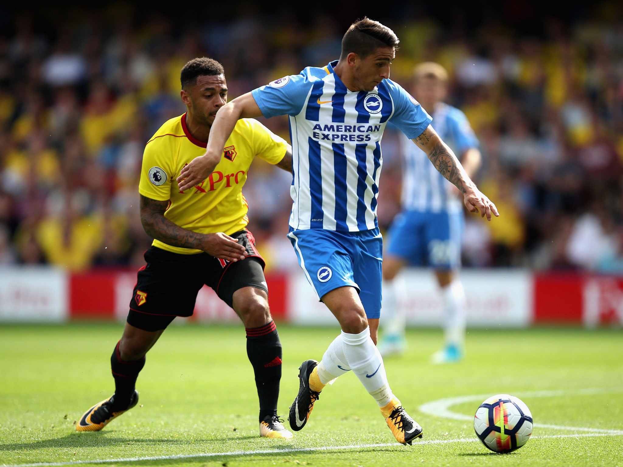 Knockaert attempts to get away from Andre Gay