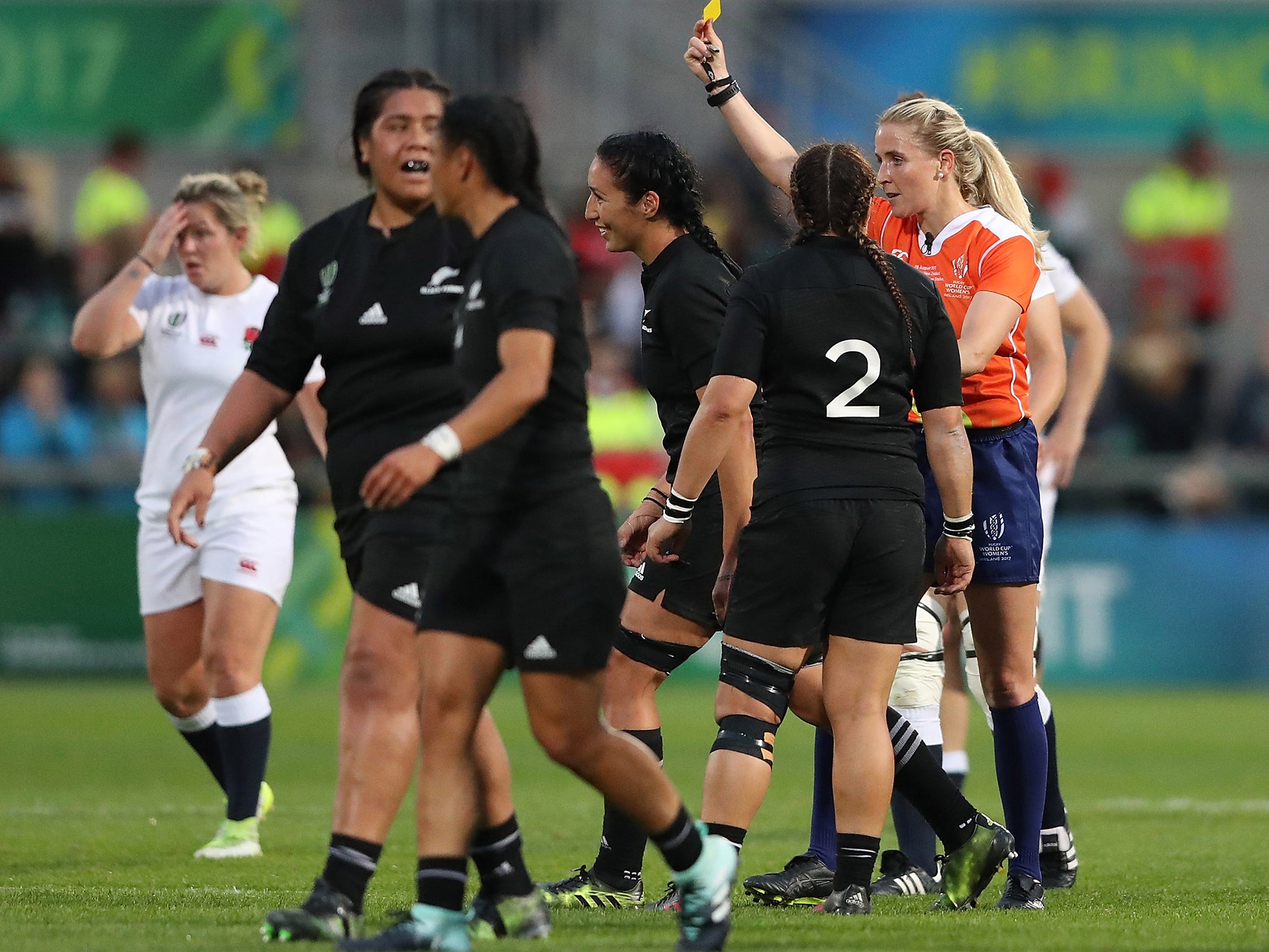 &#13;
Sarah Goss was sin-binned for a tip tackle on Katy Mclean &#13;