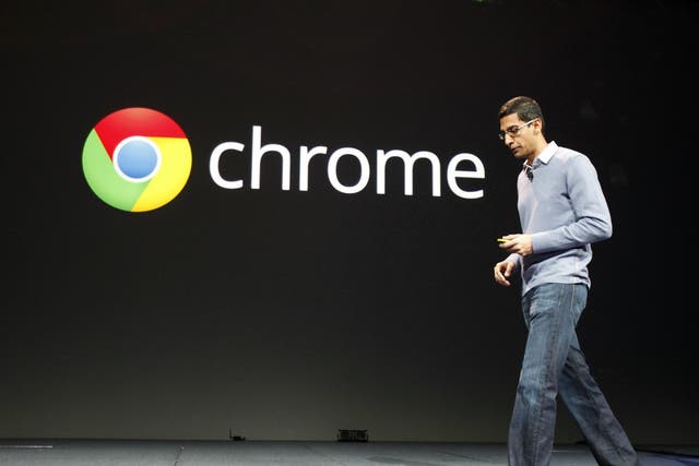 Sundar Pichai, senior vice president of Google Chrome, speaks during Google I/O Conference at Moscone Center in San Francisco, California June 28, 2012