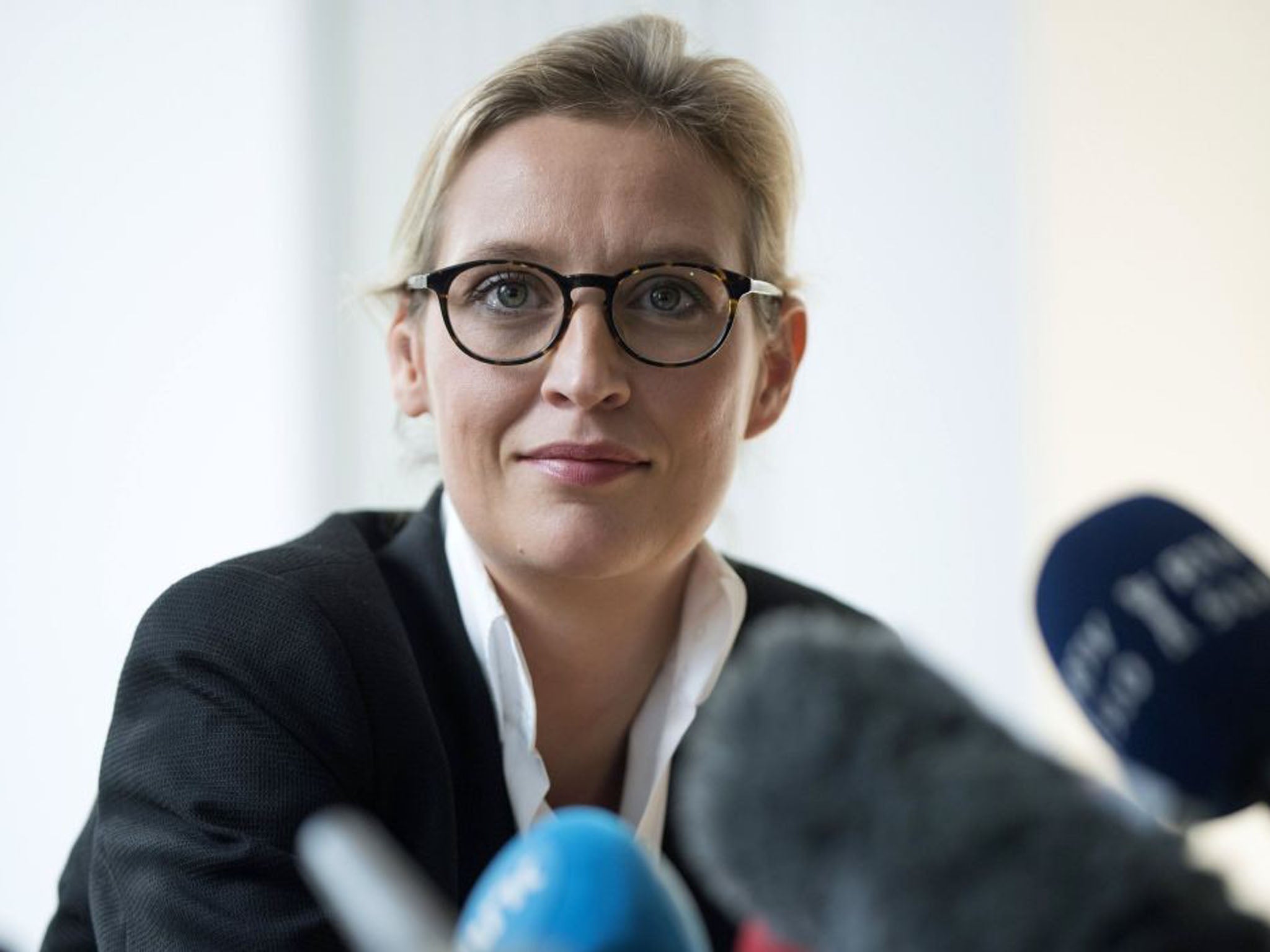 Alice Weidel shrugged and smiled when asked about Donald Trump's conduct at a German press conference