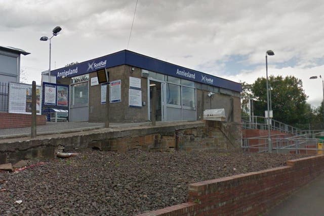 The man was attacked at Anniesland train station in Glasgow
