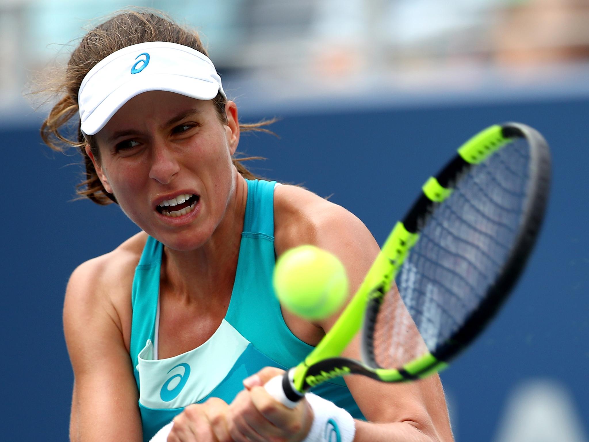 Johanna Konta has been knocked out of the US Open by unseeded Serbian Aleksandra Krunic