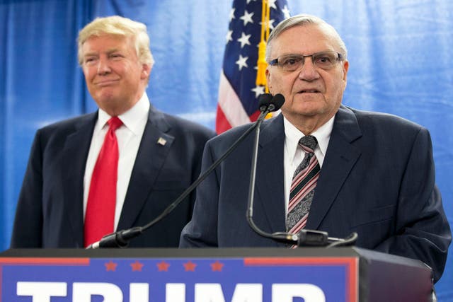 Donald Trump and Joe Arpaio on the campaign trail in Arizona in January 2016