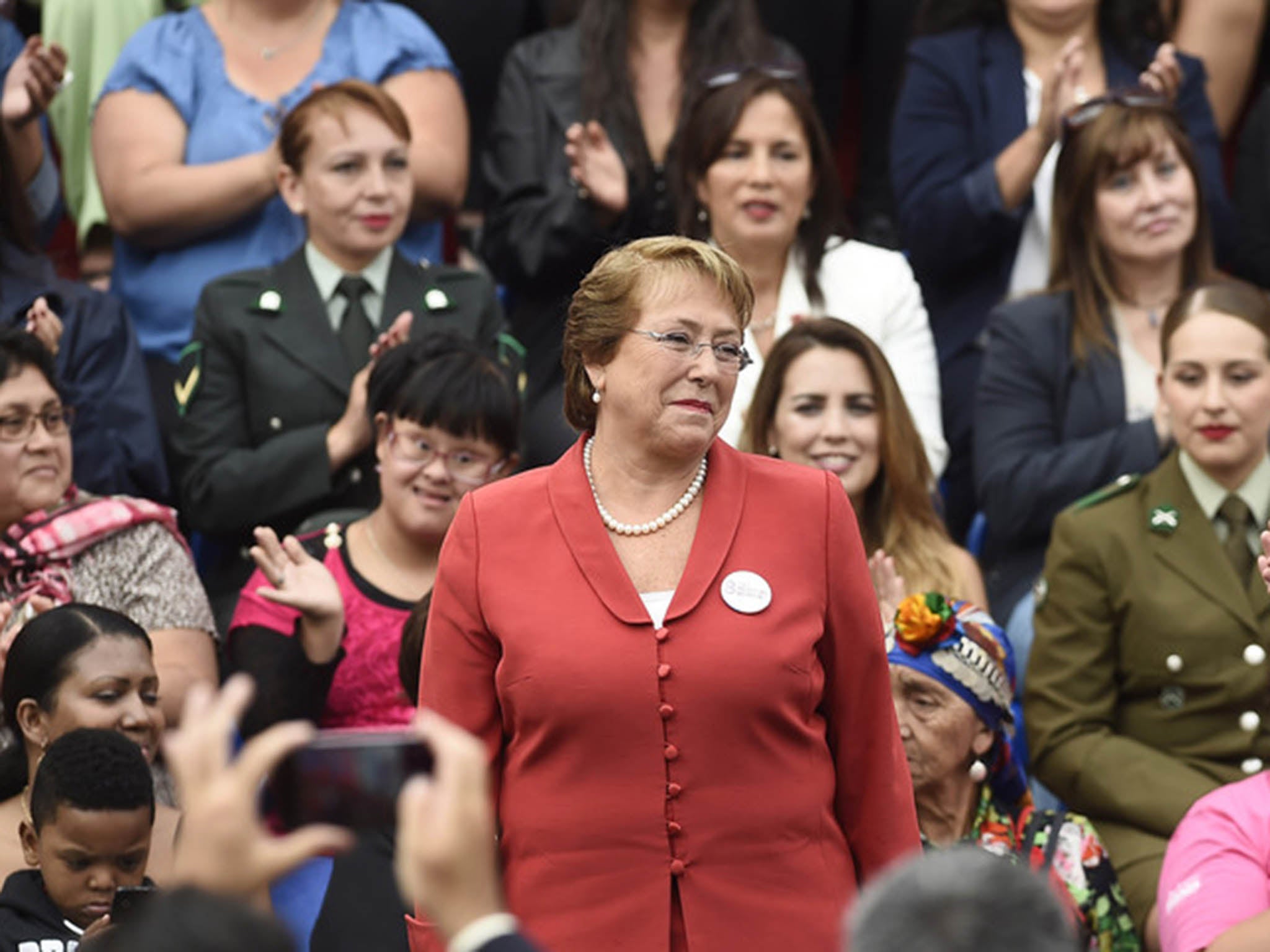 Chile’s president, Michelle Bachelet, argues for reproductive choice on International Women’s Day