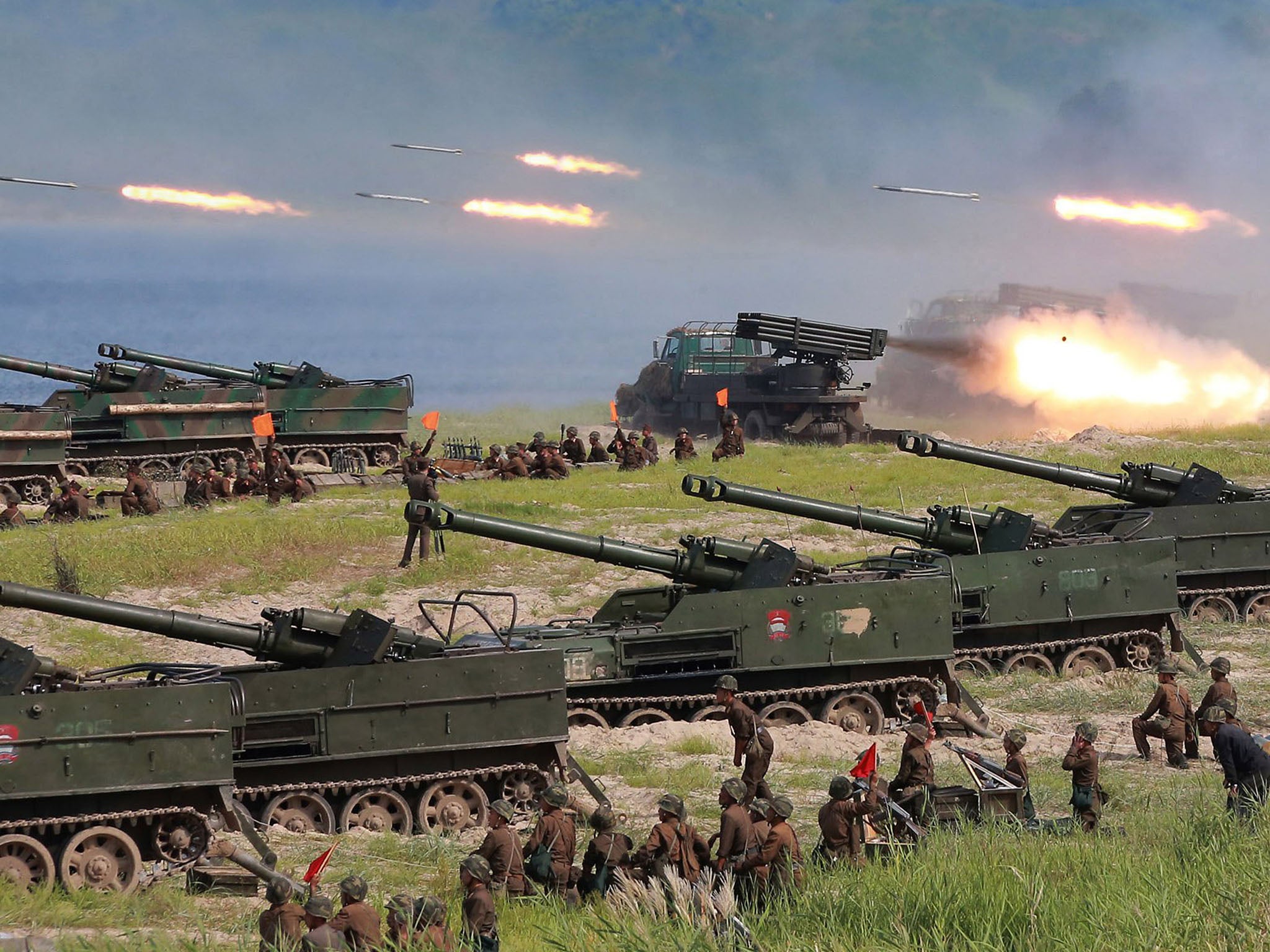 North Korean soldiers take part in a target-striking contest of the special operation forces of the Korean People's Army