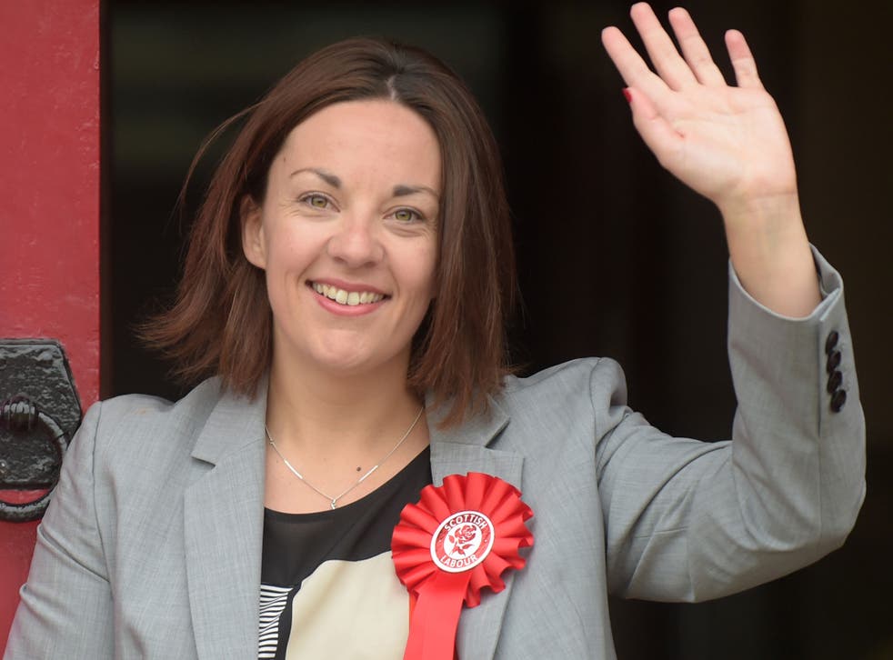Scottish Labour Party leader, Kezia Dugdale, poses as she arrives at the polling station at Wilson Memorial Church, Edinburgh, on June 8, 2017