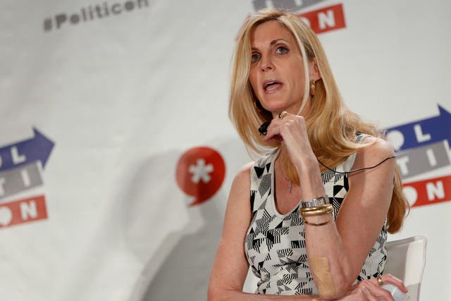 Political commentator Ann Coulter speaks during the "Politicon" convention in Pasadena, California, U.S. June 25, 2016.