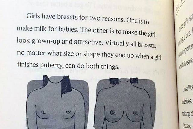 The book states girls develop breasts to make them look grown up and attractive
