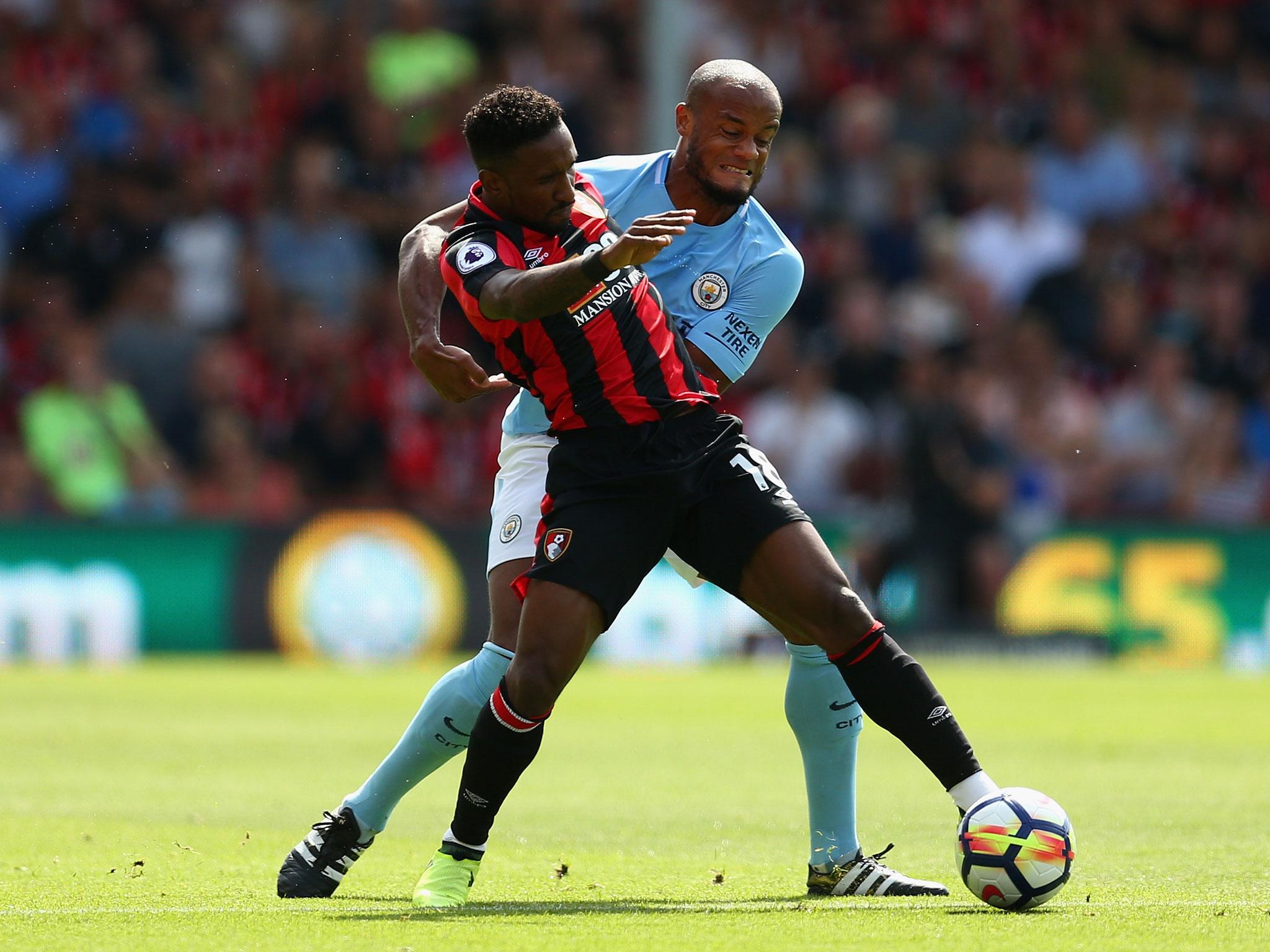Defoe in action for Bournemouth against Manchester City