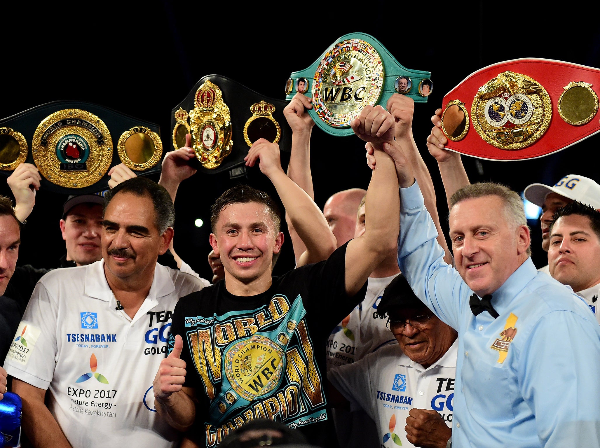 Golovkin holds world titles by three of the four major boxing sanctioning bodies