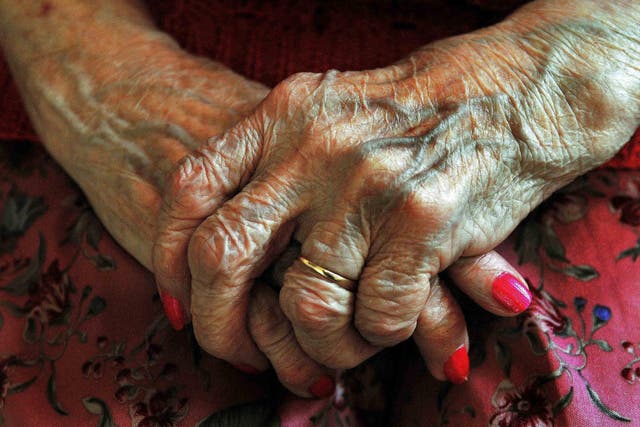 The hands of an elderly woman