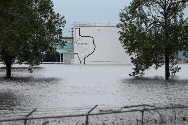 The Arkema chemical plant is flooded from Tropical Storm Harvey in Crosby, Texas