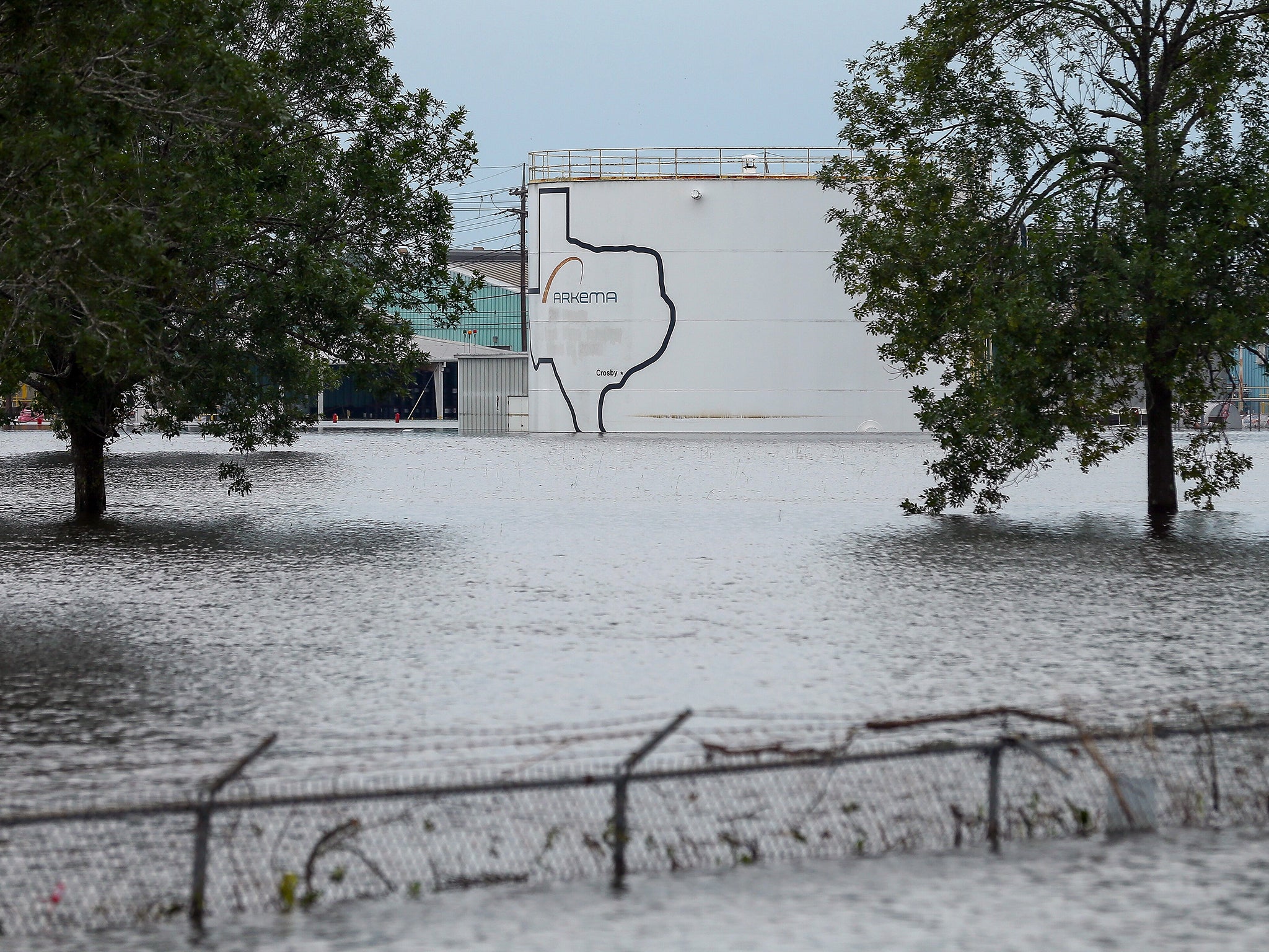 The Arkema chemical plant is flooded by tropical storm Harvey
