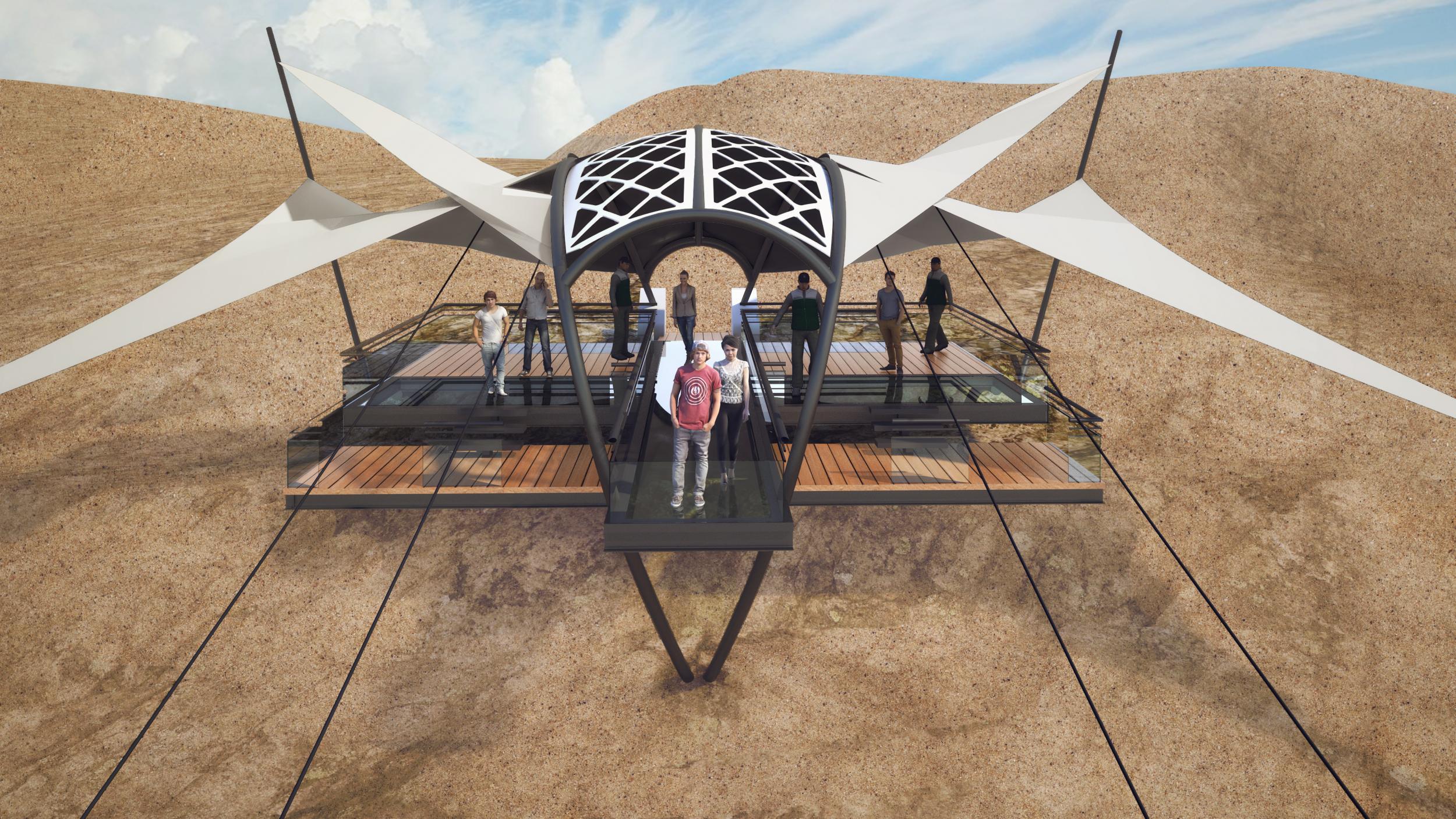 A graphic of the launch platform for the new zip line