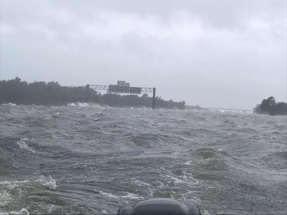 Waves could be seen rolling across the I-10 highway