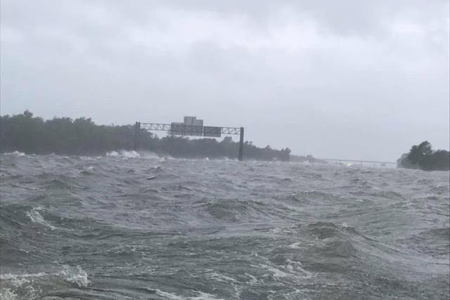 Waves could be seen rolling across the I-10 highway 