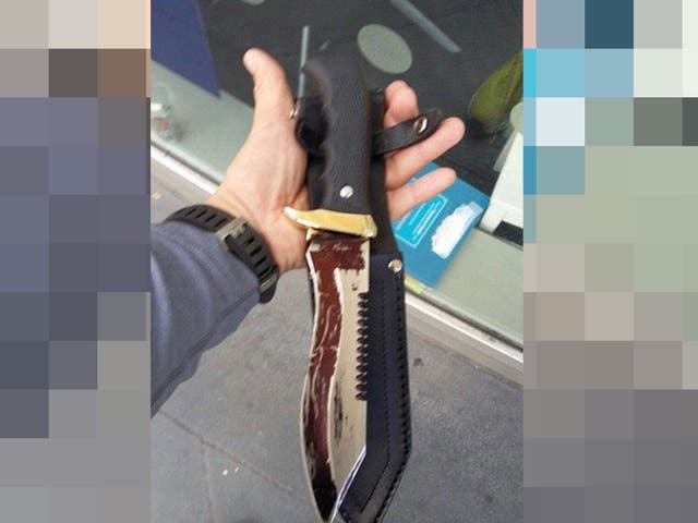 A 'large knife' seized by officers during the arrest near Westminster Cathedral