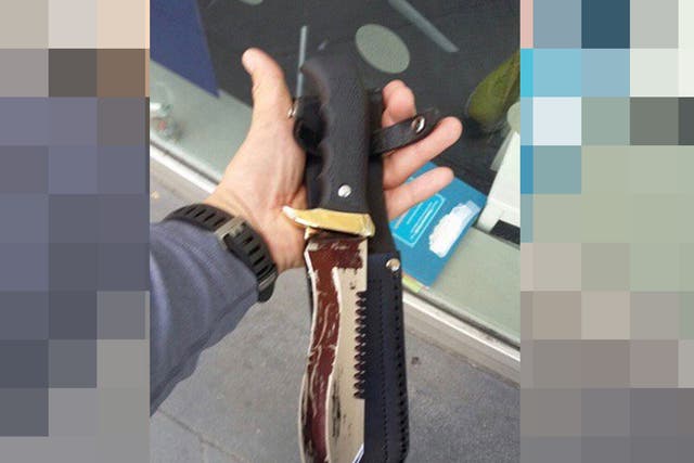 A 'large knife' seized by officers during the arrest near Westminster Cathedral