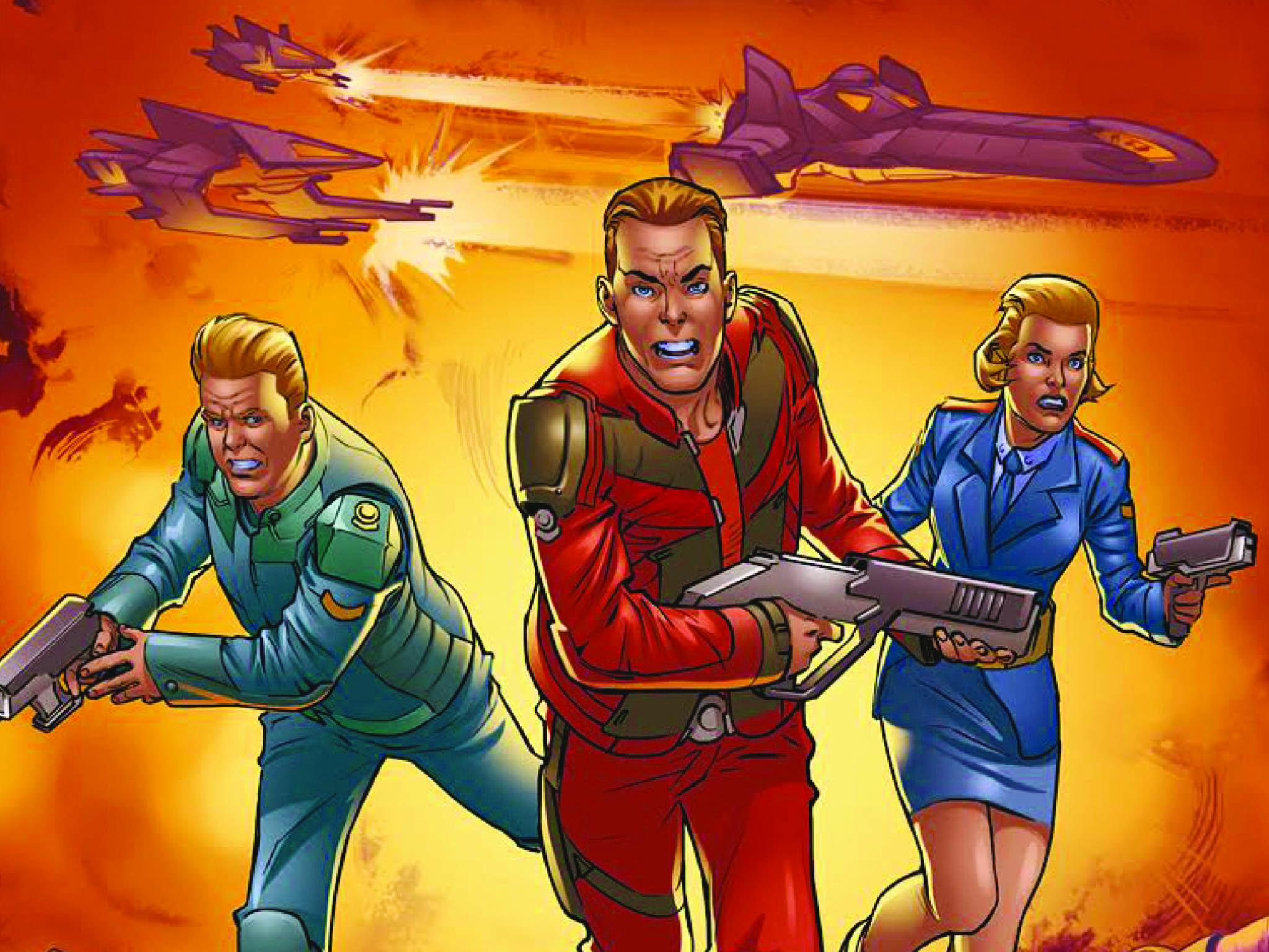 Dan Dare returns, ably assisted by Professor Peabody, right, and Digby