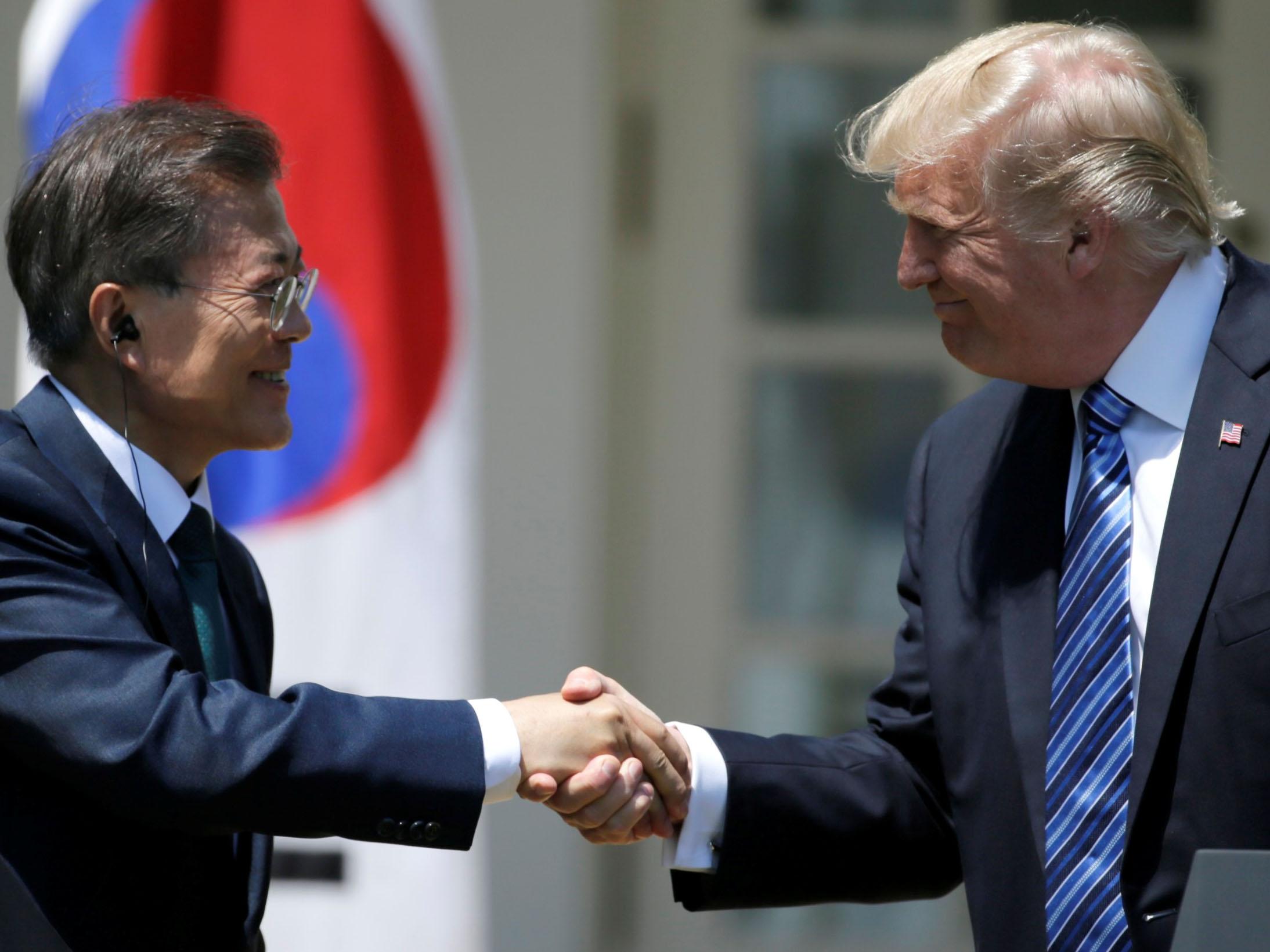 Mr Trump gave his ‘conceptual approval’ to sale of American military to South Korea after request by President Moon Jae-in
