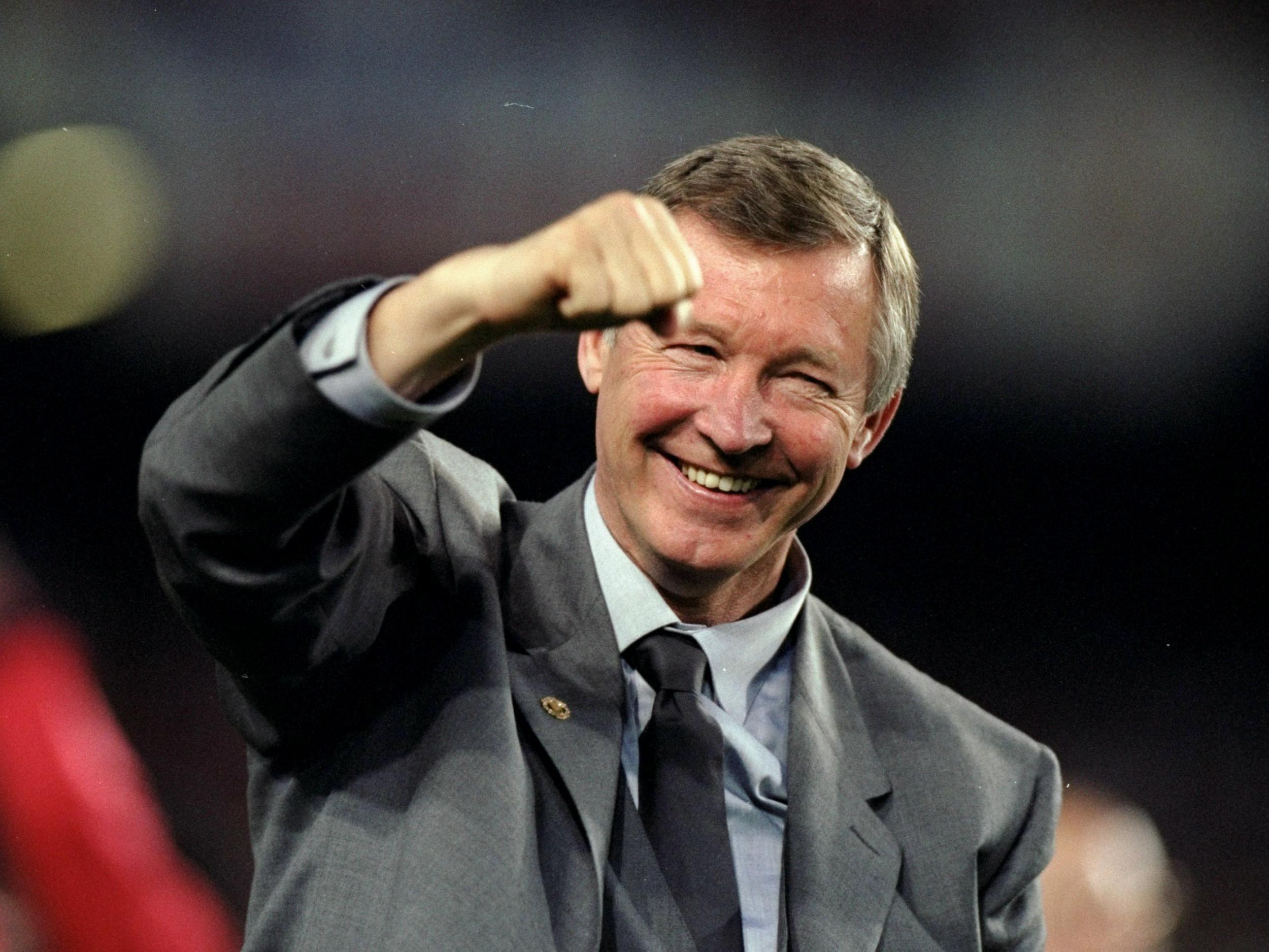Sir Alex Ferguson punches the air as Manchester United come from behind to defeat Bayern Munich 2-1 in stoppage time