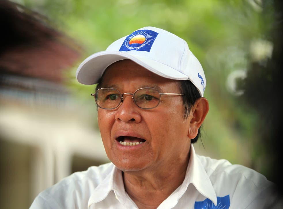 Cambodia's opposition leader and President of the National Rescue Party (CNRP) Kem Sokha talks during an interview in May 2017