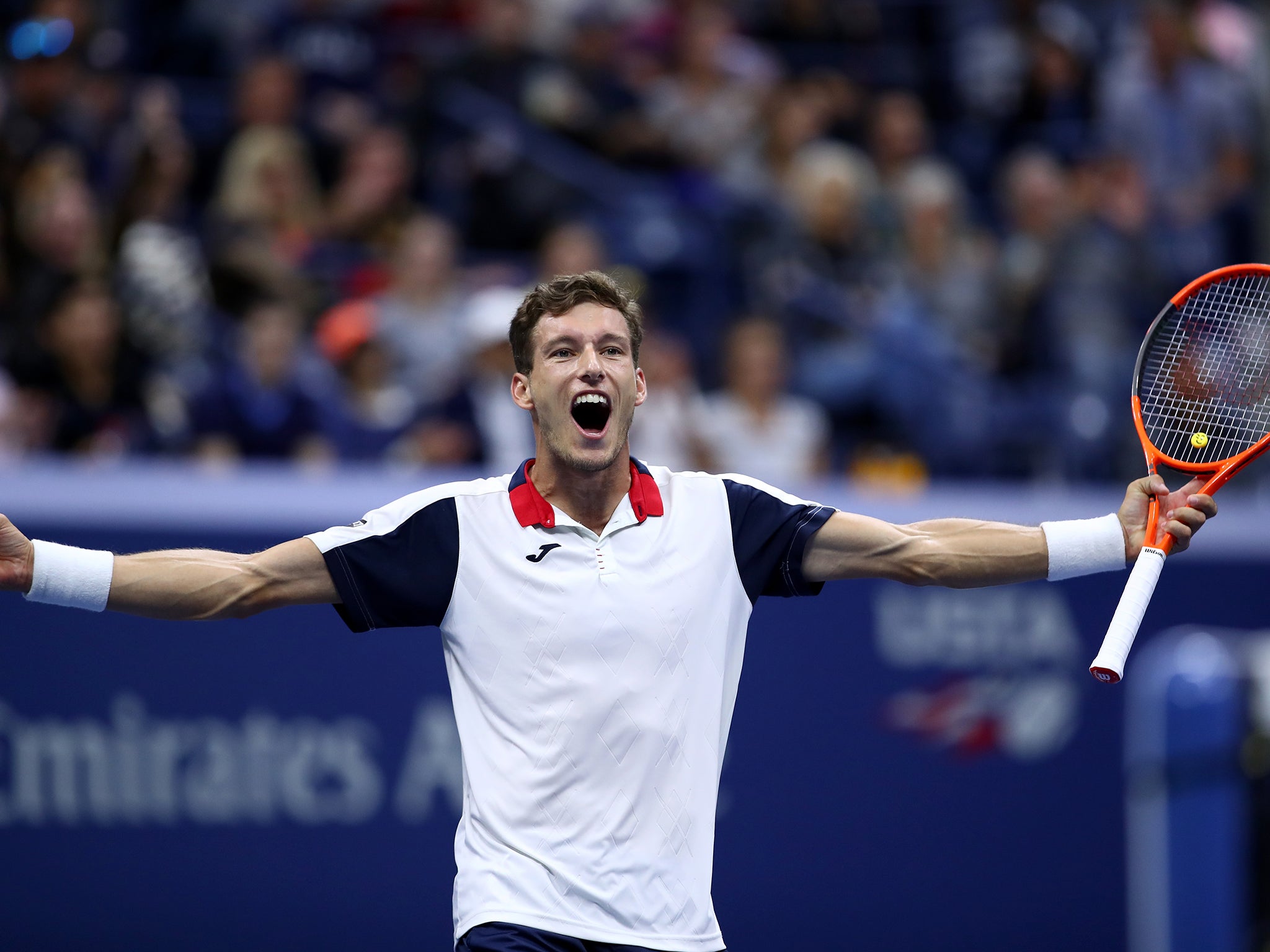 Pablo Carreno Busta celebrates reaching the US Open quarter-finals