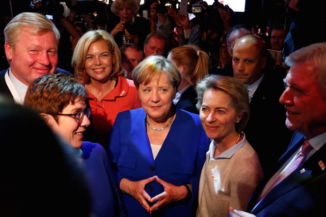 Angela Merkel meets other CDU party members after the TV debate with her challenger Martin Schulz