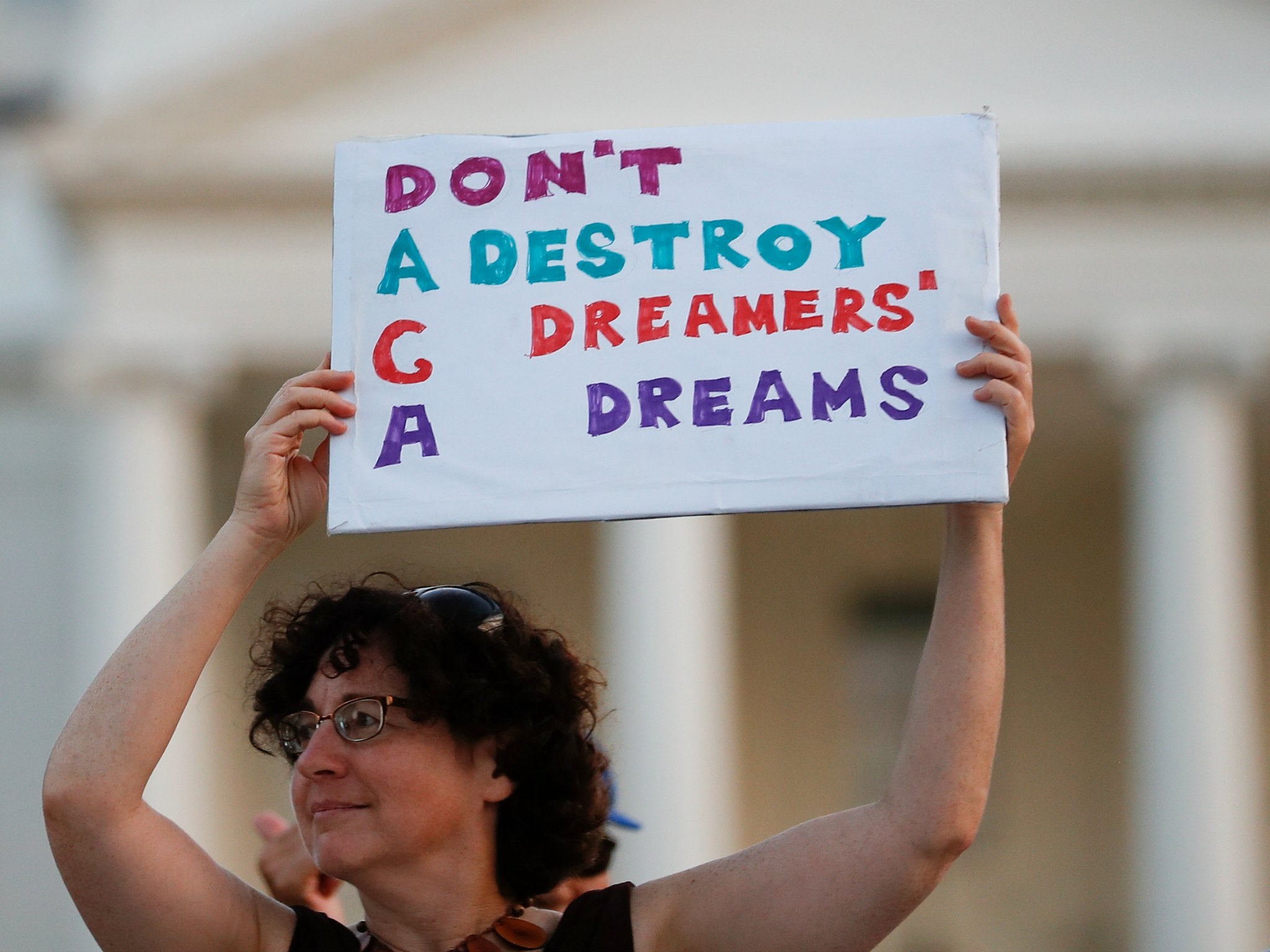 A protester during a rally supporting Deferred Action for Childhood Arrivals, or DACA, outside the White House