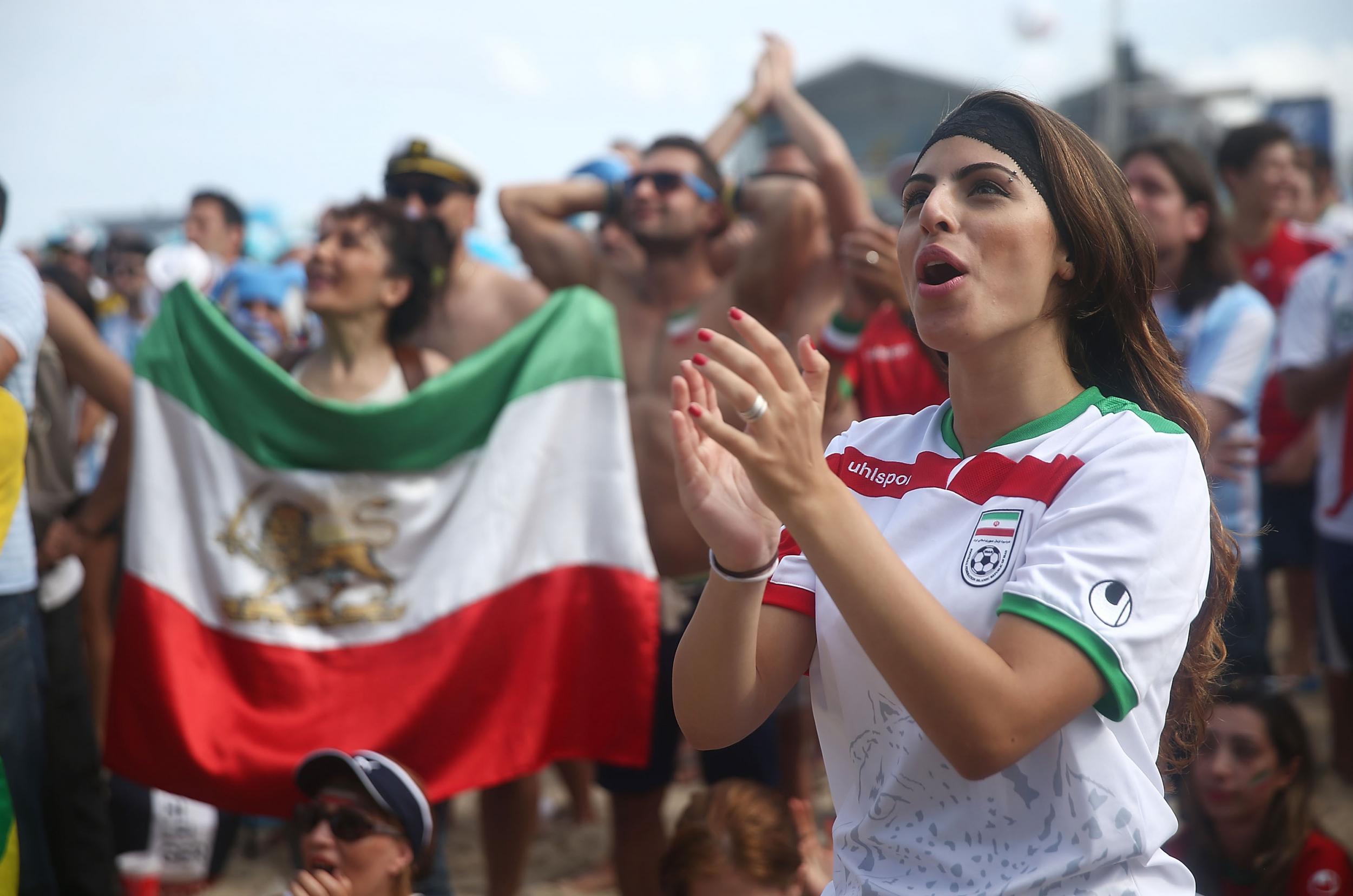 Iranian fans watch Iran vs Argentina in 2014 in Rio de Janeiro