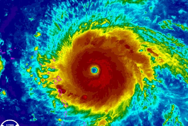 Infrared satellite image of Hurricane Irma