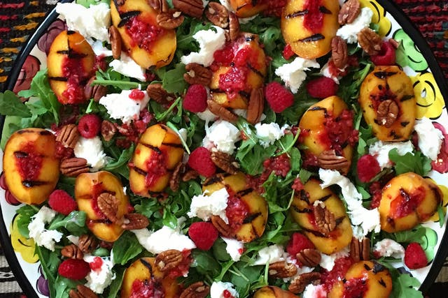 Rocket boosts this fruity and meaty salad in a swirl of crunchy, chewy salty and sweet